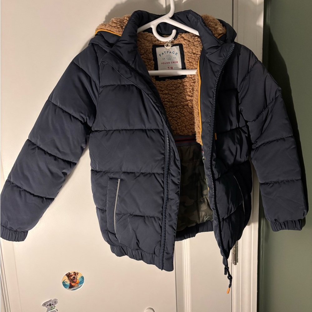 FatFace Navy Boys Puffer Jacket with Warm Lining